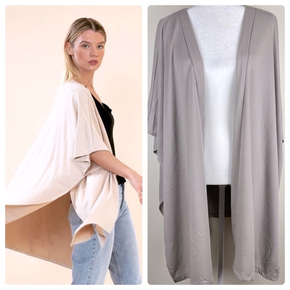 Yana K | Milan Open Front Comfy Lagenlook French Terry Cardigan Mocha | OS - Picture 1 of 13